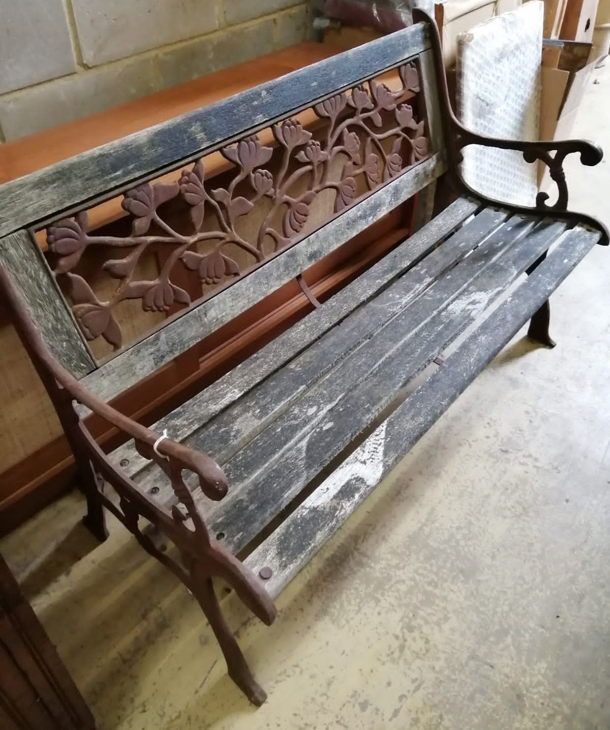 A Victorian style cast metal slatted garden bench, length 126cm, depth 58cm, height 81cm